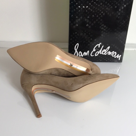 Sam Edelman Hazel Pointed Toe Pumps oatmeal Suede - Picture 7 of 8